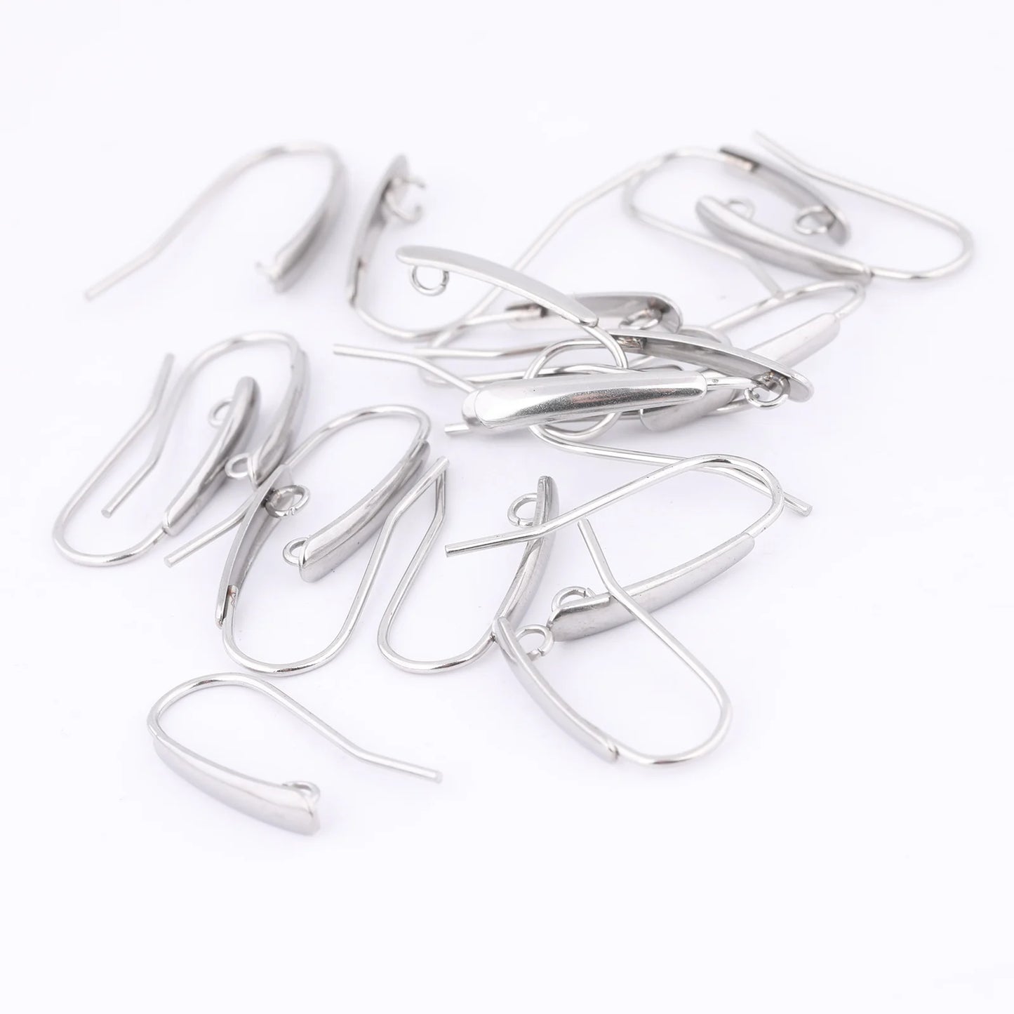 40pcs Stainless Steel Earring Hooks Findings With Loop Diy Ear Wire Clasps For Jewelry Making Supplies 12x21mm