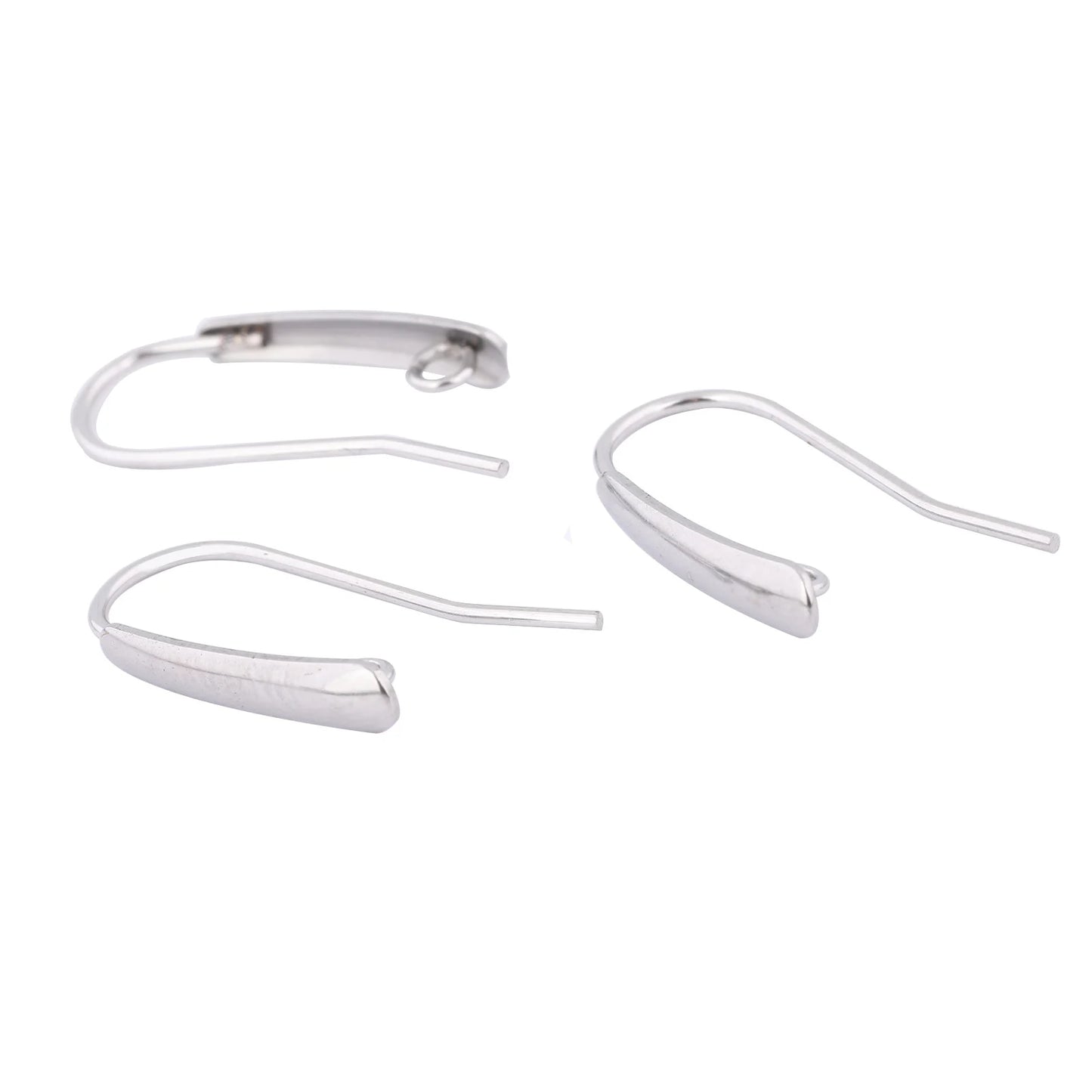 40pcs Stainless Steel Earring Hooks Findings With Loop Diy Ear Wire Clasps For Jewelry Making Supplies 12x21mm