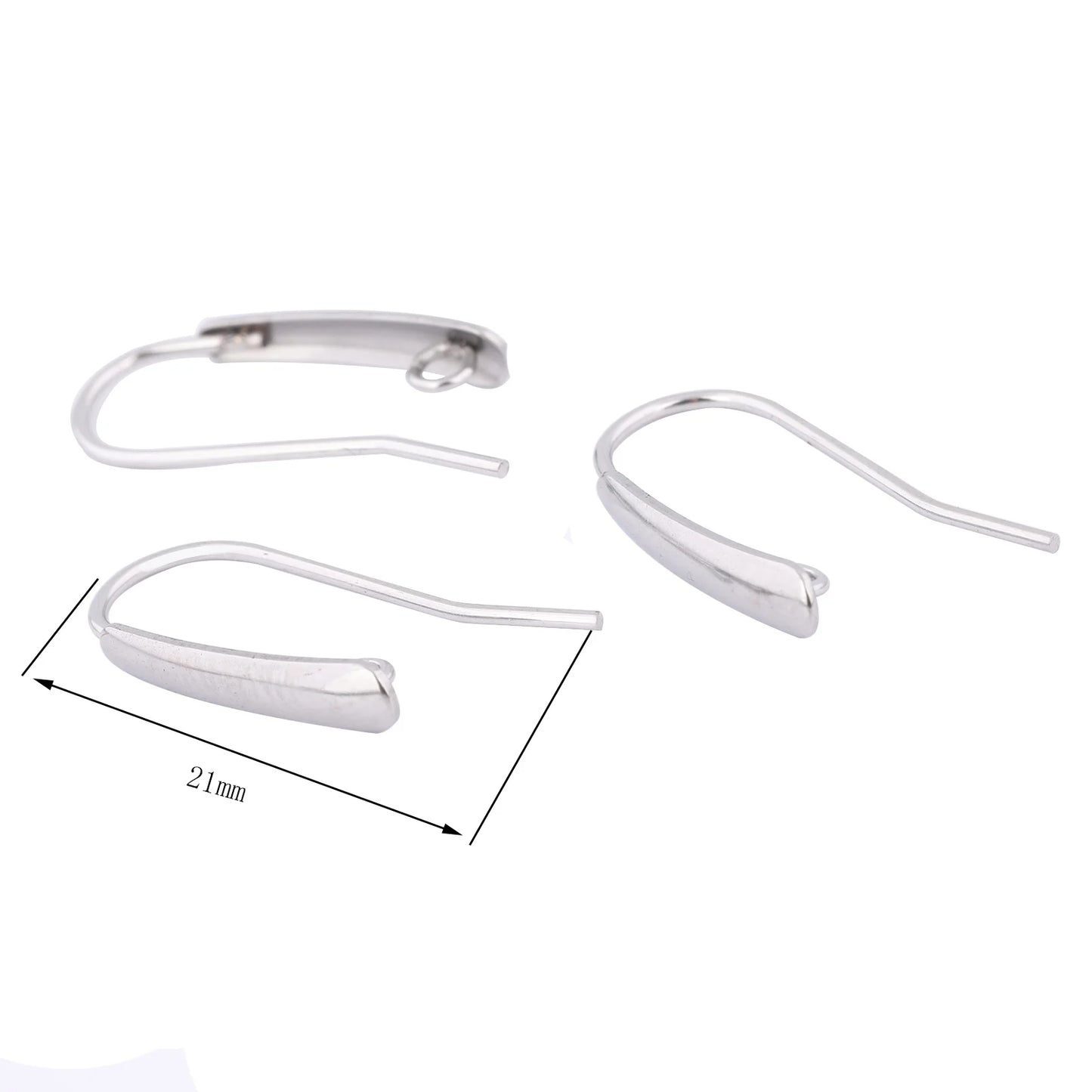 40pcs Stainless Steel Earring Hooks Findings With Loop Diy Ear Wire Clasps For Jewelry Making Supplies 12x21mm