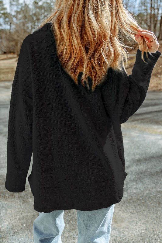Black Contrast flap pockets Relaxed jacket